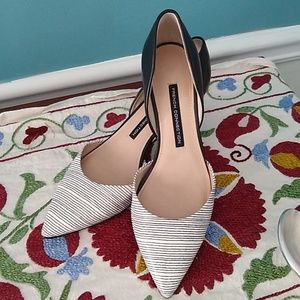 French Connection black/ white leather heels